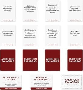 Amor con palabras juego de mesa